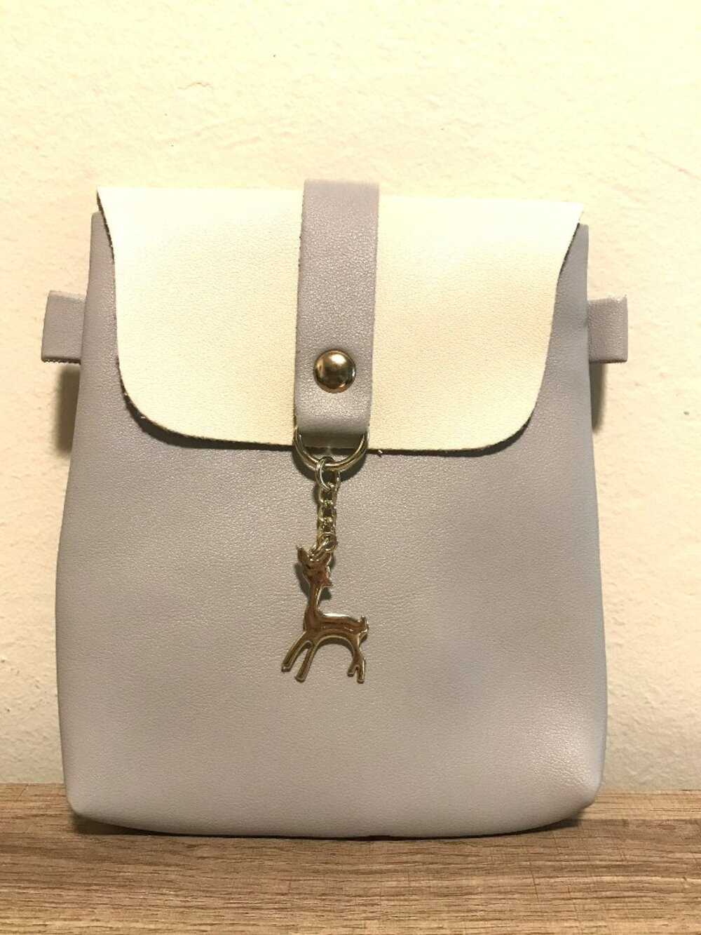 Two Tone Small Shoulder Bag With Charm